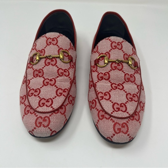 GUCCI JORDAAN CANVAS GG MONOGRAM HORSEBIT LOAFERS IN RED SIZE 37 - Picture 6 of 15